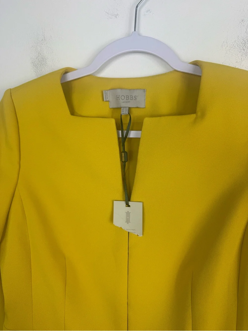 Hobbs London Harper Square Jacket Yellow Peplum Blazer Size 4 NWT
